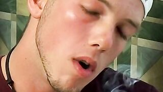 Hardcore smoker Christian Taylor showcasing enormous dick