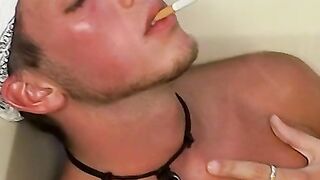 Hardcore smoker Christian Taylor showcasing enormous dick