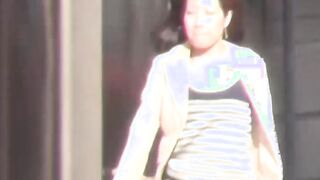 Close up video of Japanese girls pissing in public toilet