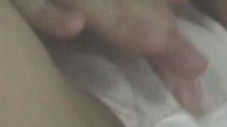 Japanese student teases her cunt through her panties