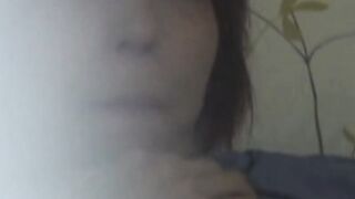 Japanese student teases her cunt through her panties