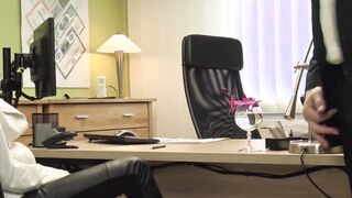 Desperate babe with glasses is nailed by a loan agent