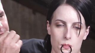 Bound folded slave gaping ass fucked by big dick master