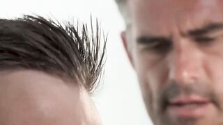 Mature hunky stepdad rimms and barebacks young stepson