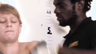 Twink perp was given a rough interracial beating