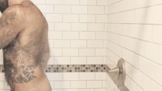 Atlas Grant shows off that bear body and tugs on his dick
