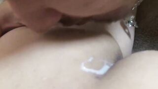 Pervy young Japanese rimmed and tugged by horny lover