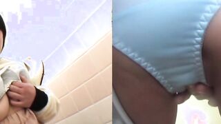 Asian babe hardcore fingering caught on toilet hidden cam