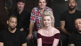 Deep throat bound blonde dp fucked by big dicks group