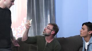 Bearded stepdad with glasses ass fucks young Latin twink