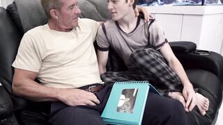 Older dad seduces young stepson and stuffs cum in his butt