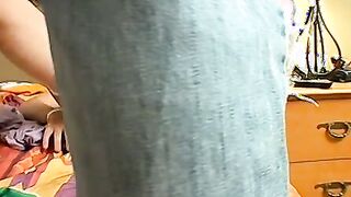Two amateur cuddling in their underwear while wanking cock