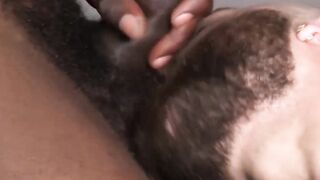 After suckling the BBC an interracial gay janitor was barebacked