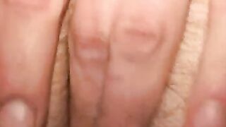 Older hairy guy masturbates using two hands on his big dick