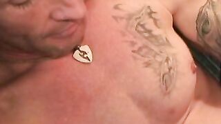 Older hairy guy masturbates using two hands on his big dick