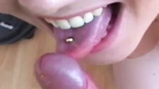 Cock sucking English slut Kaciee Marie cannot stop blowing