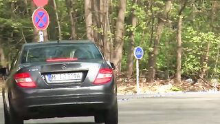 Eurobabe with big boobs taken and fucked hard by two studs