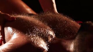 Oiled up horny babe sensual doggystyle after pussy licking