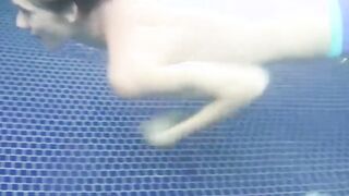 Near the pool blonde twink Tyler Thayer jerks his cock