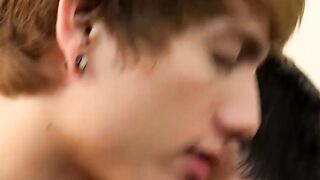 Attractive twink pushes his large dick up beaus tight ass