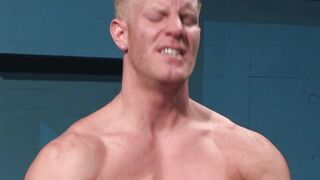 Blond muscular jock gets his hole banged by hairy hunk