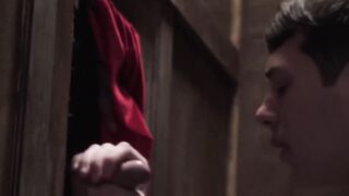Daddy allures twink into hard prohibited church barebacking