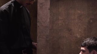 Daddy allures twink into hard prohibited church barebacking