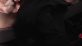 Intense anal fucking and cock sucking threesome in a car