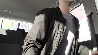 Intense anal fucking and cock sucking threesome in a car