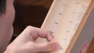 Twink polishes daddies fat pole before bouncing on it raw
