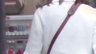 Japanese chick takes off her dress to piss outside in public