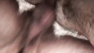 After BJ hairy hunks pound bareback in the hot shower