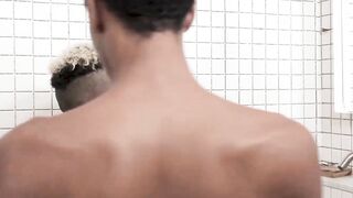 Dark twink gets a hair style before jerk off meeting