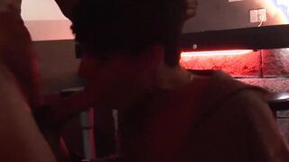 Smooth body twink blows fat daddy cock and takes it bareback