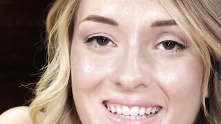 Solo blonde hottie fucks machine and moans