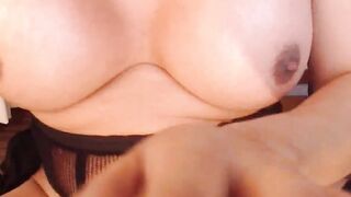 Big cock Asian shemale cums in hand on webcam