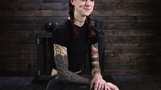 Tattooed redhead slave tormented by the master