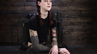Tattooed redhead slave tormented by the master