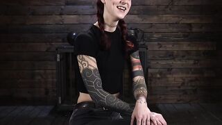 Tattooed redhead slave tormented by the master