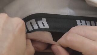 Youthful twink with large whole dick sucks his own dick
