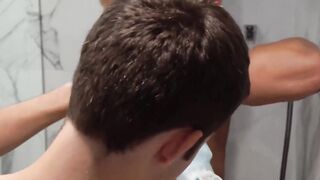 Stepdad is deepthroated by a horny stepson before they get bareback fucked