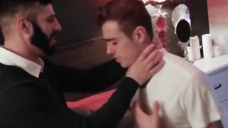Youthful twink gulping and riding stepdads rock hard cock