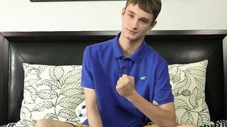 Innocent looking twink masturbates with a dildo up his bum