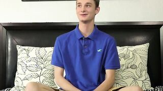 Innocent looking twink masturbates with a dildo up his bum