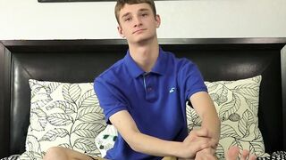 Innocent looking twink masturbates with a dildo up his bum