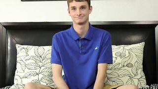 Innocent looking twink masturbates with a dildo up his bum