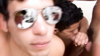 Horny Brazilians ball licking and cock sucking in threesome