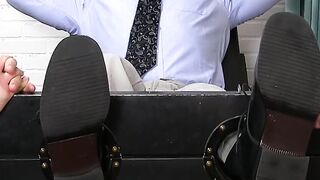 Bound stud endures tickling and foot fetish torment