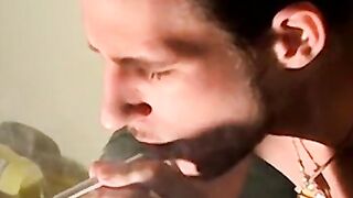 Releasing all my milky cum while burning my cigarettes