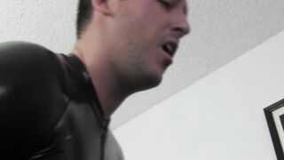 Chubby mature is fucking his asshole while masturbating